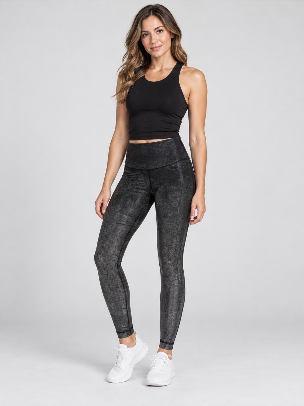 Lululemon High Times Metallic Lumatrix Silver Black Leggings Size 2
